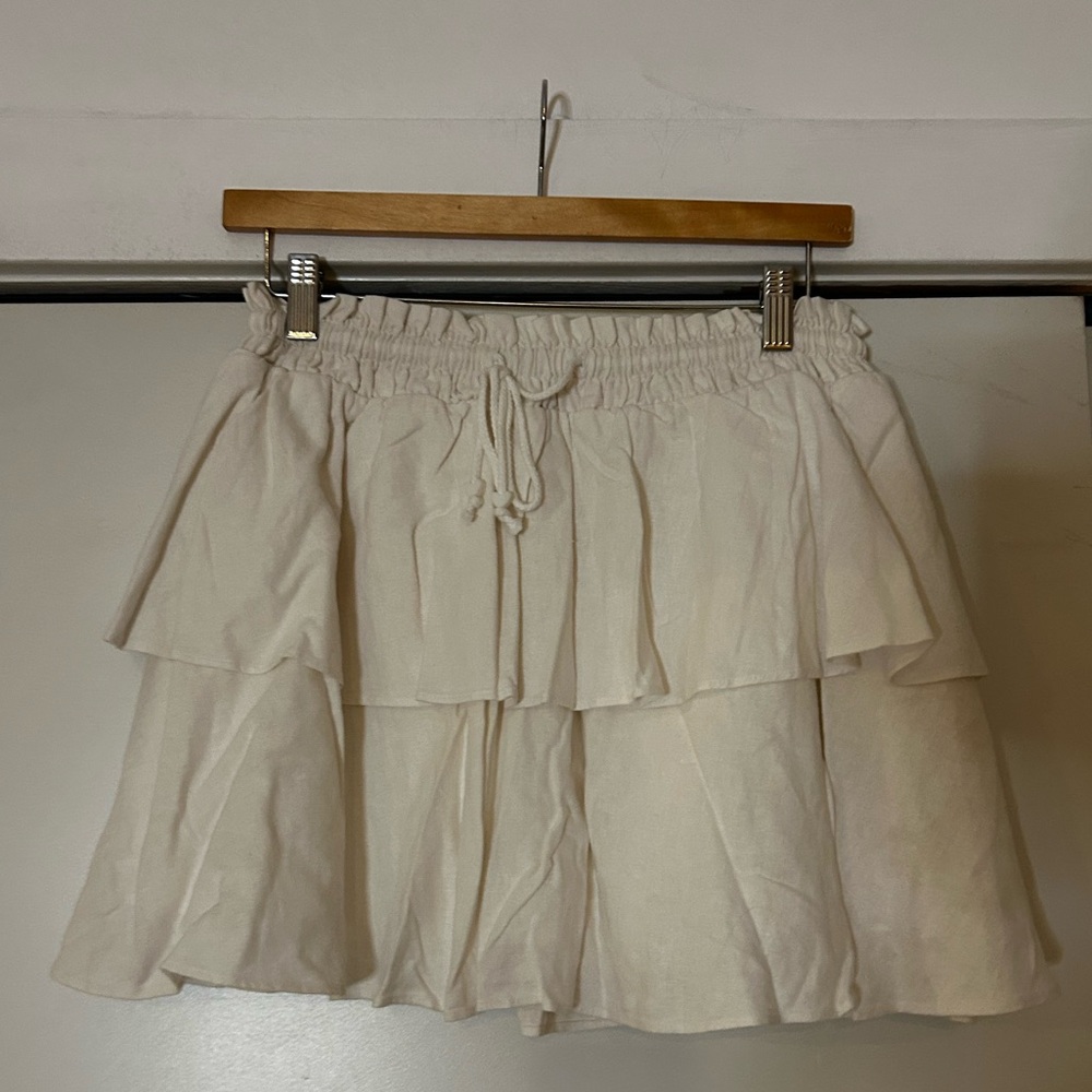 Stoney Clover Lane Cream Tiered Mini Skirt